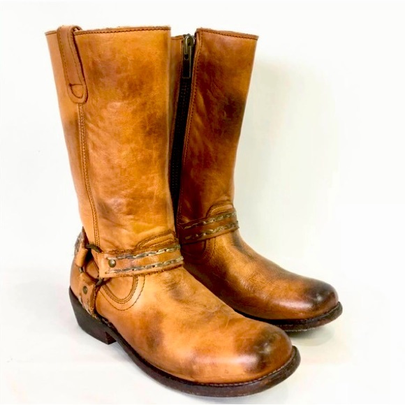 Bed Stu Women’s Harness Moto Cobbler Series Tan Brown Leather Boots - Picture 2 of 9